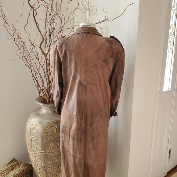 Amazing Leather Trench Coat/Duster Split End LTD sz M $580 - Picture 5 of 10